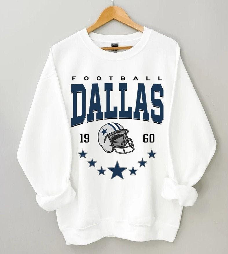 Vintage Dallas Football Sweatshirt, Trendy Dallas Football Fan Gift, D