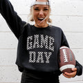 Game Day, Checkered, Football, Sports, Big Game, Touchdown, Tailgate Party Sweatshirt, Crew Neck, Te