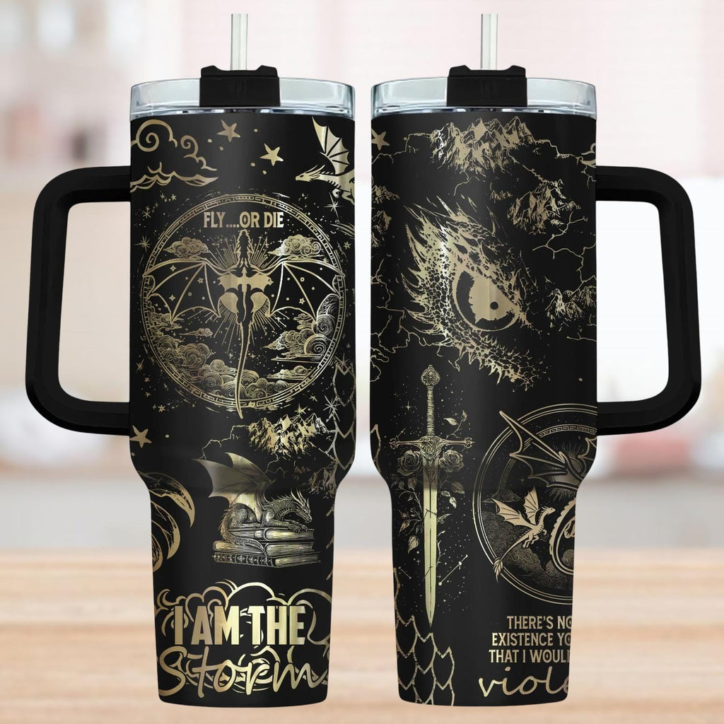 Basgiath War College Tumbler 40oz, Fourth Wing Insulated Tumbler, Bookish Dragon Rider Tumbler, Viol