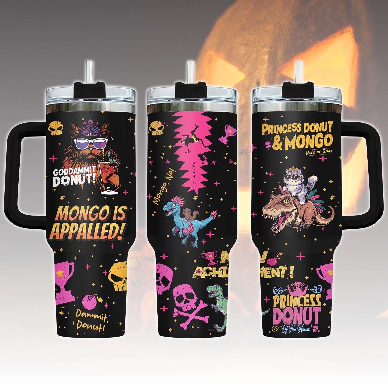 Princess Donut And Mongo 40oz Tumbler, Dungeon Crawler Carl Stainless Tumbler, Fantasy Book Drinkwar
