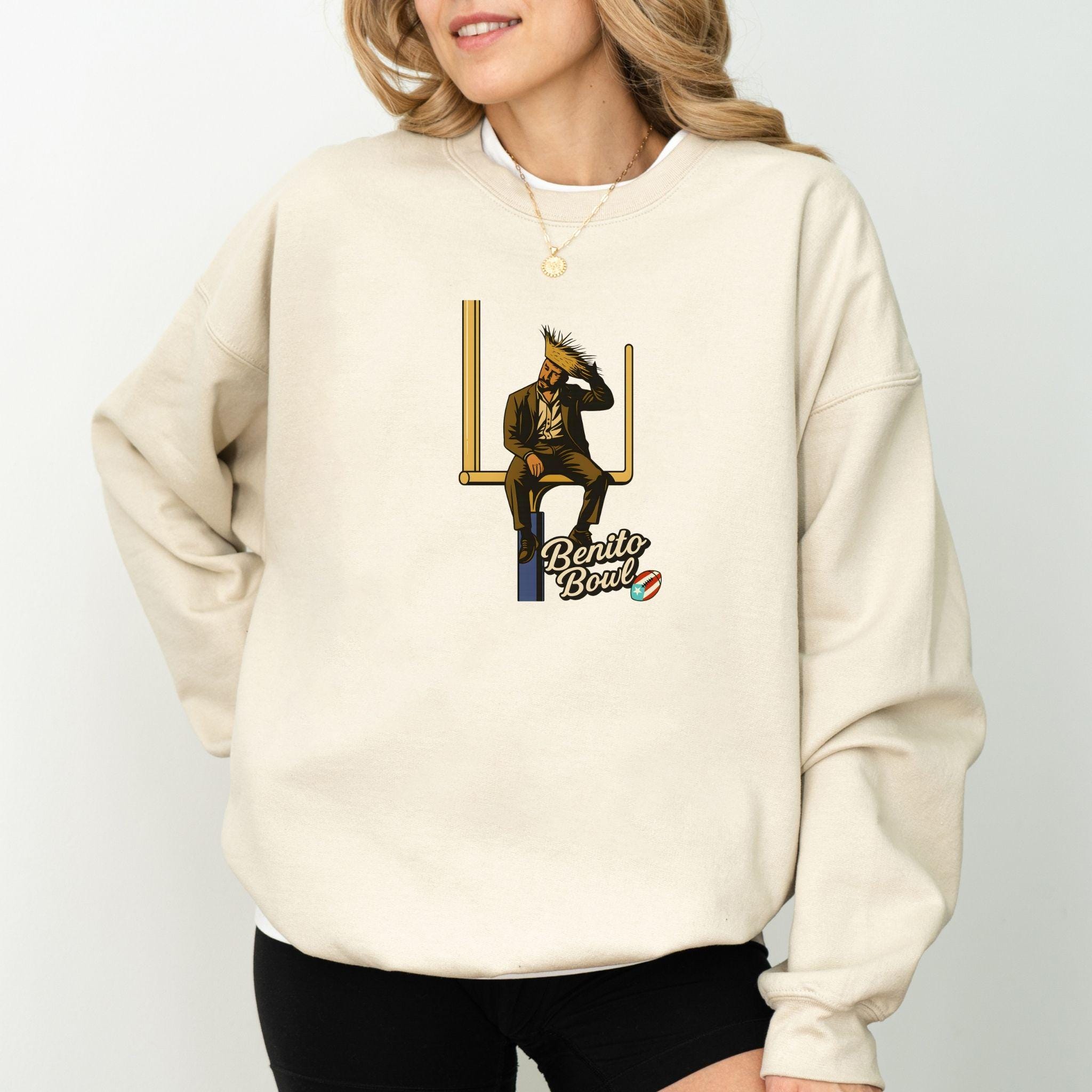 Graphic Sweatshirt, Benito Bowl Design, Funny Football Fan Gift
