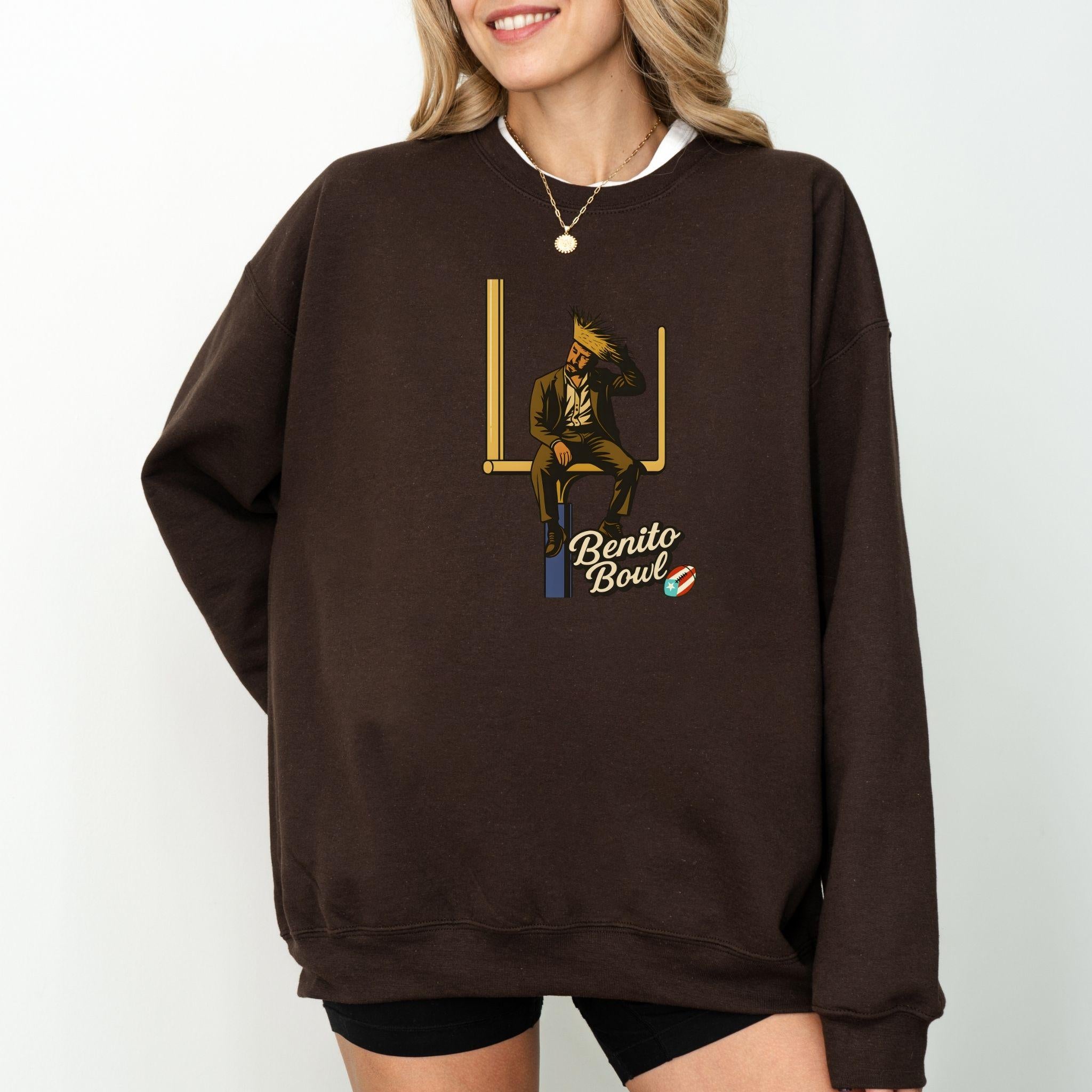 Graphic Sweatshirt, Benito Bowl Design, Funny Football Fan Gift
