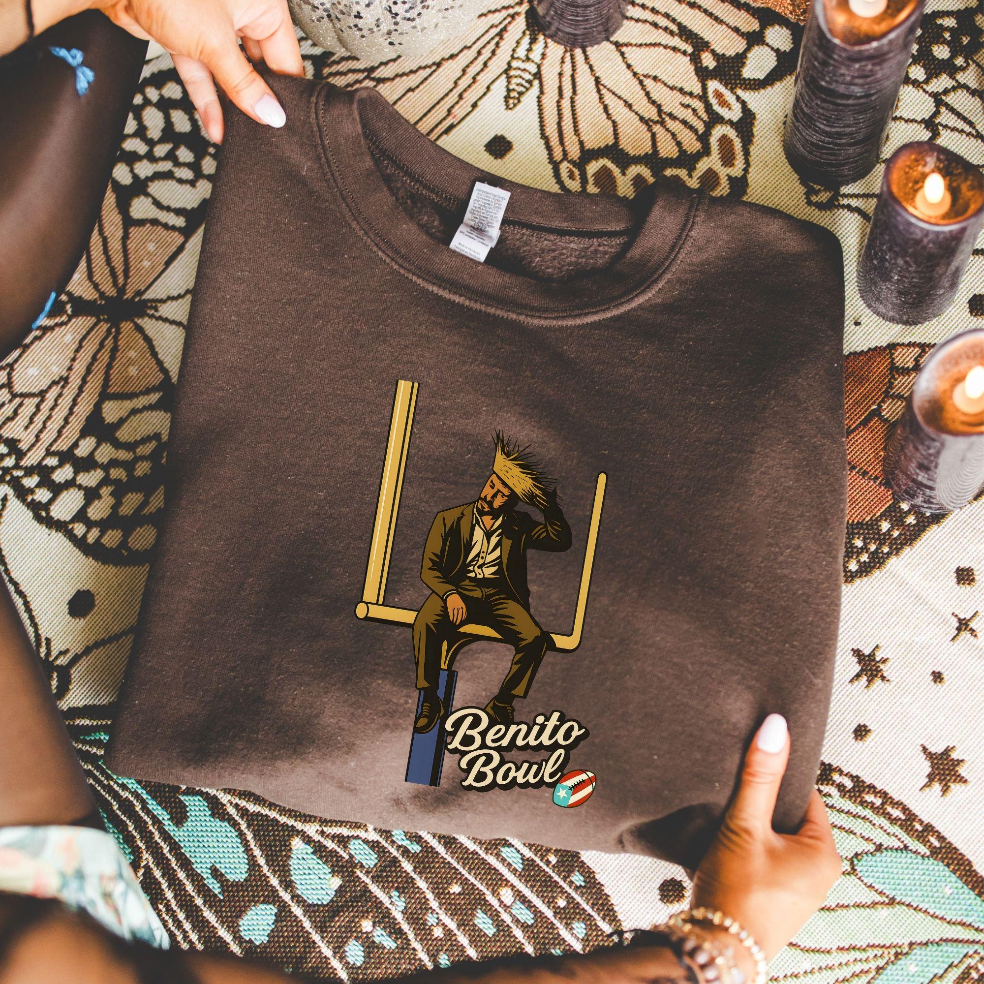 Graphic Sweatshirt, Benito Bowl Design, Funny Football Fan Gift