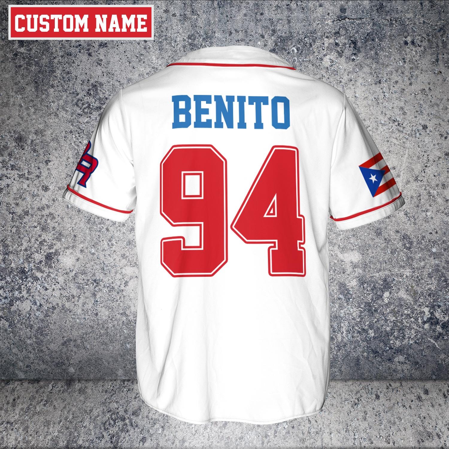 Custom Puerto Rico Baseball Jersey: Boricua Benito Bowl Style