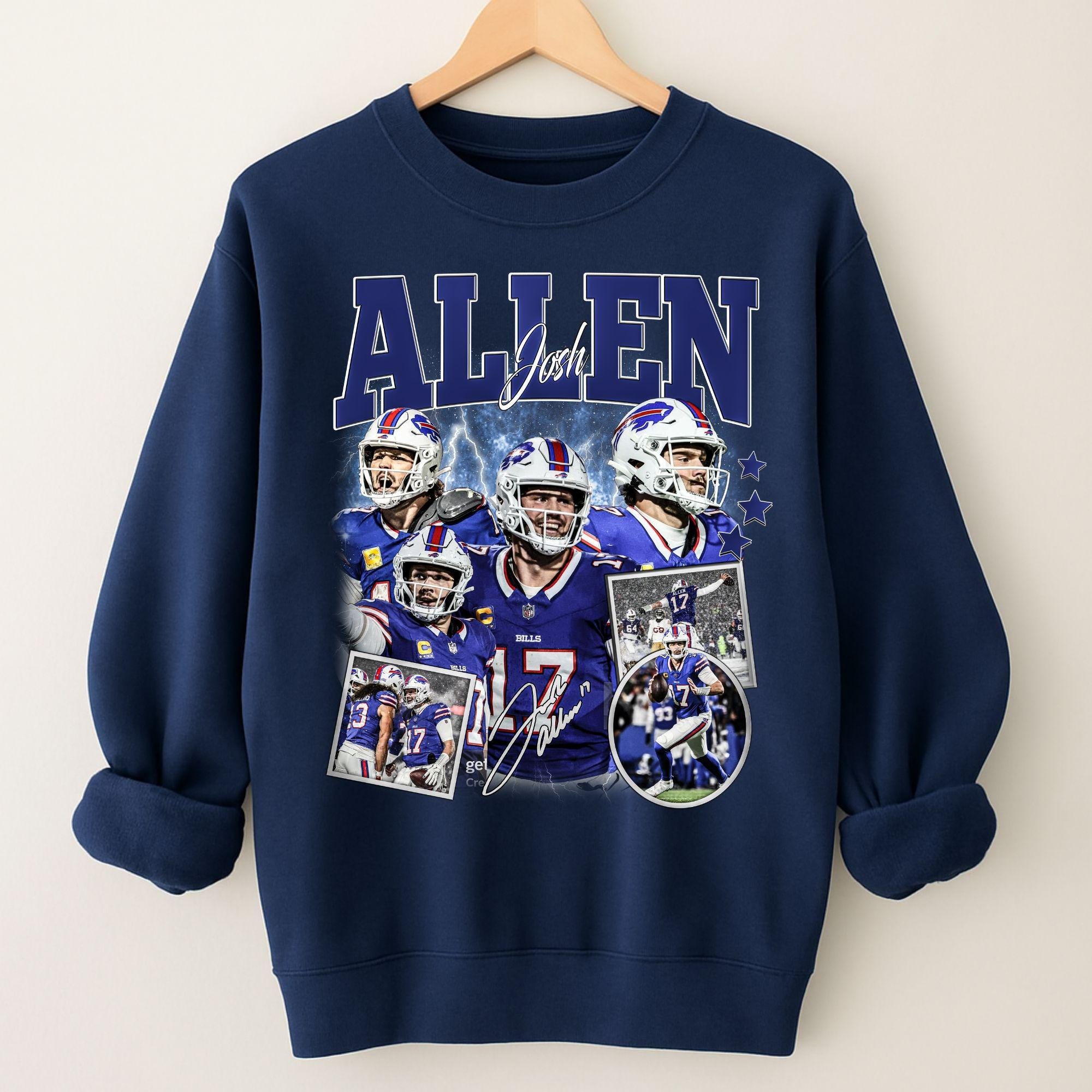 Vintage Josh Allen Sweatshirt, 90s Buffalo Football Fan Apparel