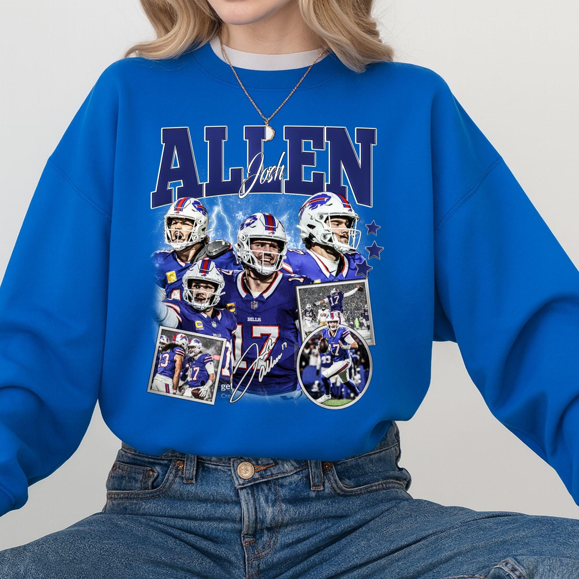 Vintage Josh Allen Sweatshirt, 90s Buffalo Football Fan Apparel
